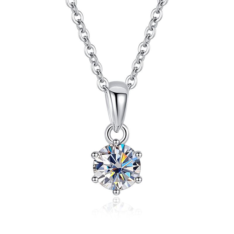 Tancise Six Claw D Farbe 0,5/1/2/3 Karat Moissanite Anhänger Halskette für Frauen Sterling Silber Hochzeit Brautschmuck_voghion.com