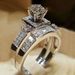 Shuosbai 1 Pair Couple Rings Geometric Rhinestones Jewelry Exquisite Bright Luster Rings for Wedding_voghion.com