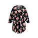 Plus size clothes elegant floral print long sleeved plus size dress for spring and summer vacation, loose lotus leaf sleeves, A line mid length skirt_voghion.com