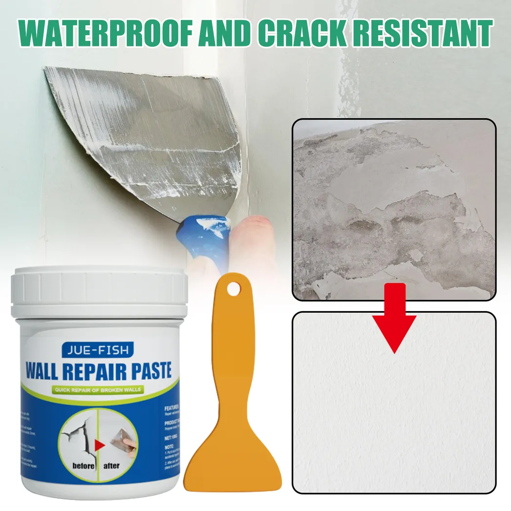 Jue-Fish Wall Repair Paste, Covering Stain Repair Agent Wall Paint Off Moisture Proof Wall Paint Crack Repair Plaster_voghion.com