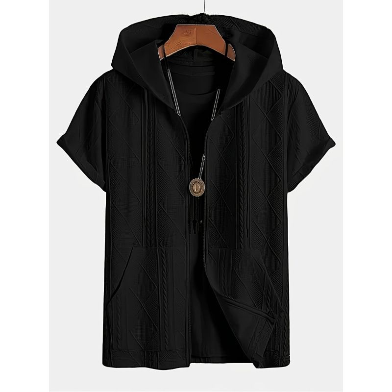​​Kurzarmjacke mit Kapuze und Reißverschluss für den Sommer für Herren – leicht, atmungsaktiv und stylisch für die Freizeit​​_voghion.com
