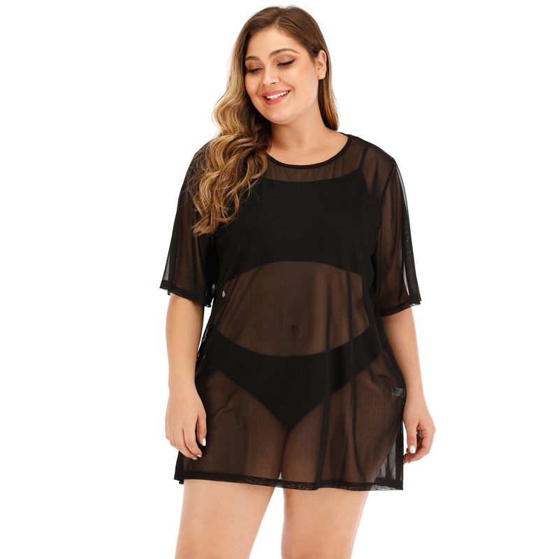 Vestito da copertura per bikini con gonna da spiaggia in maglia di prospettiva sexy da donna di grandi dimensioni F1420_voghion.com