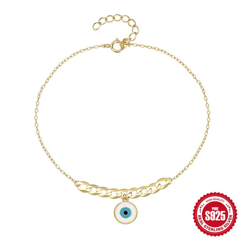 Braccialetto turchese con goccia di olio malocchio, stile S, in argento puro e semplice con catena cubana_voghion.com