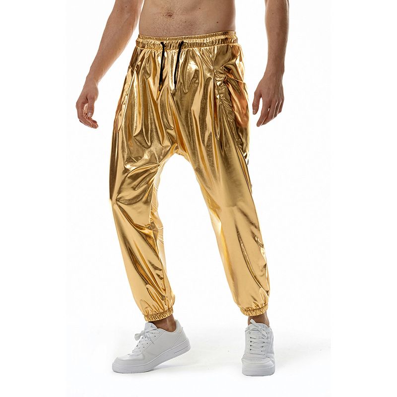 Herren Metal Sparkly Jogging-Jogginghose Party-Stretchhose für Männer_voghion.com