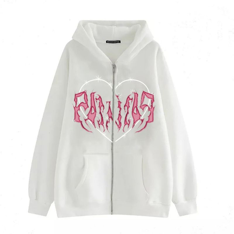 Herrenbekleidung Skull Sternum Plus Velvet Thickened Loose Zipper Sweatshirt_voghion.com