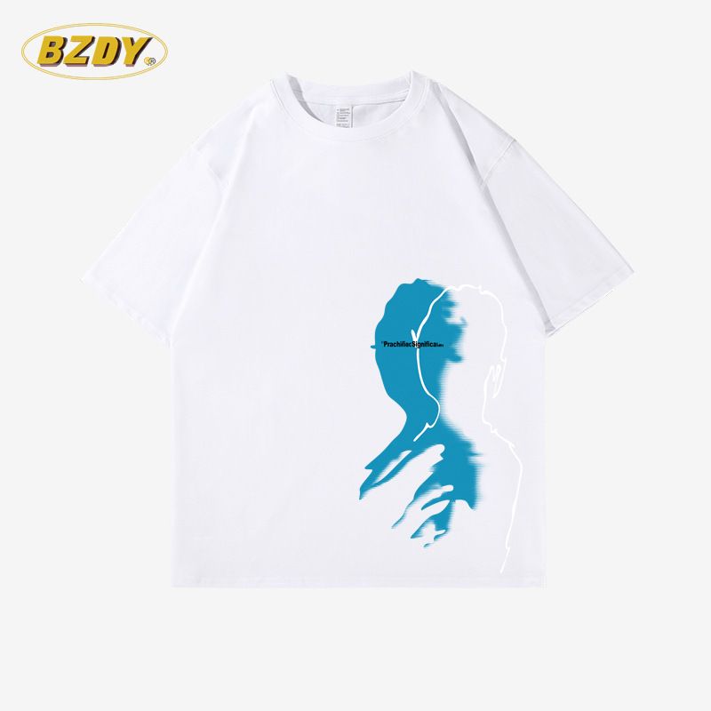 T-shirt a maniche corte allentata Hip Hop di strada con stampa di marca di moda americana estiva 2022 da uomo e da donna in puro cotone_voghion.com