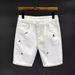 Weiße bestickte Jeans Herren Loose Casual 2023 Sommer Neue Fünf-Punkt-Hose Herren-Shorts Trendy Mittellange Hose_voghion.com