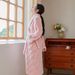 Unisex Long Flannel Robe Set With Jacquard Pattern - Cozy Fleece Bathrobe For Winter & Autumn, Home Loungewear With Open Front Design_voghion.com