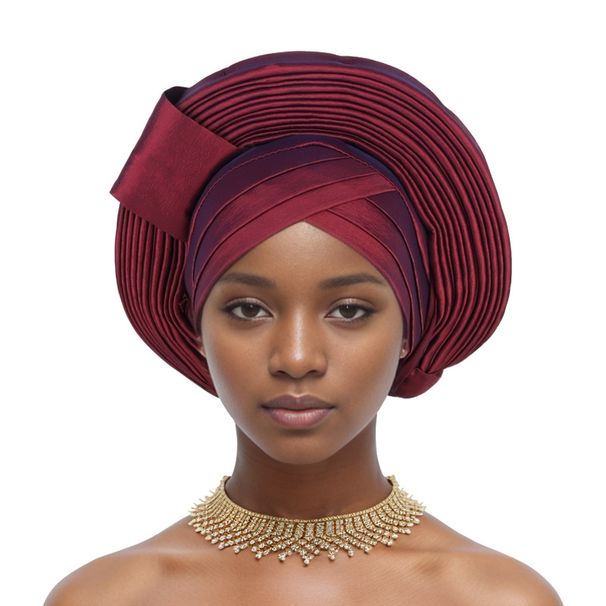 Vendita calda cappello africano multistrato regolabile elegante da sposa nigeriano con cappuccio_voghion.com