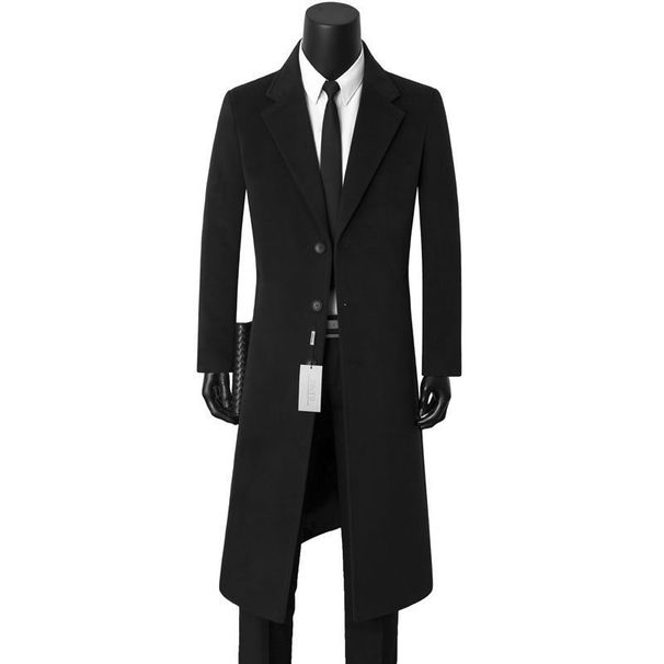 Cappotto da uomo in misto lana - Cappotto invernale casual da lavoro di media lunghezza con colletto da abito, giacca a vento calda in nero/grigio/blu navy/cachi_voghion.com