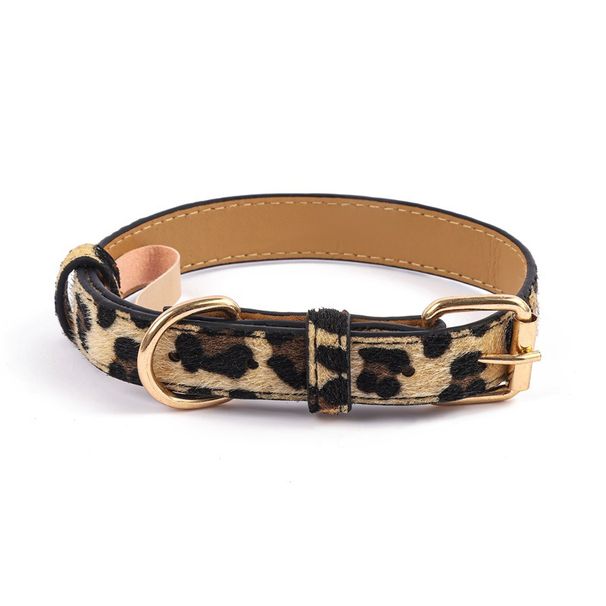 Cross-Border New Leopard Print Pet Adjustable PU Cat Small And Medium-sized Dogs Outdoor Walking Dog Collar_voghion.com