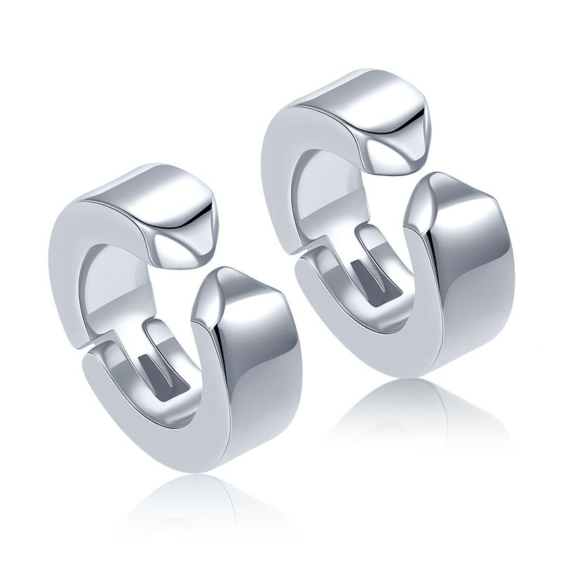 Orecchino a clip in titanio per uomo e donna, non forante, minimalista a forma di U, trendy gioiello unisex per le orecchie._voghion.com