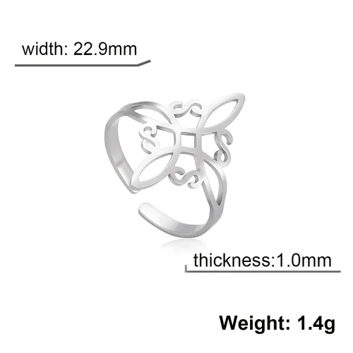 Small Accessories Titanium Square Celtic Knot For Women Stainless Steel Open Ring_voghion.com