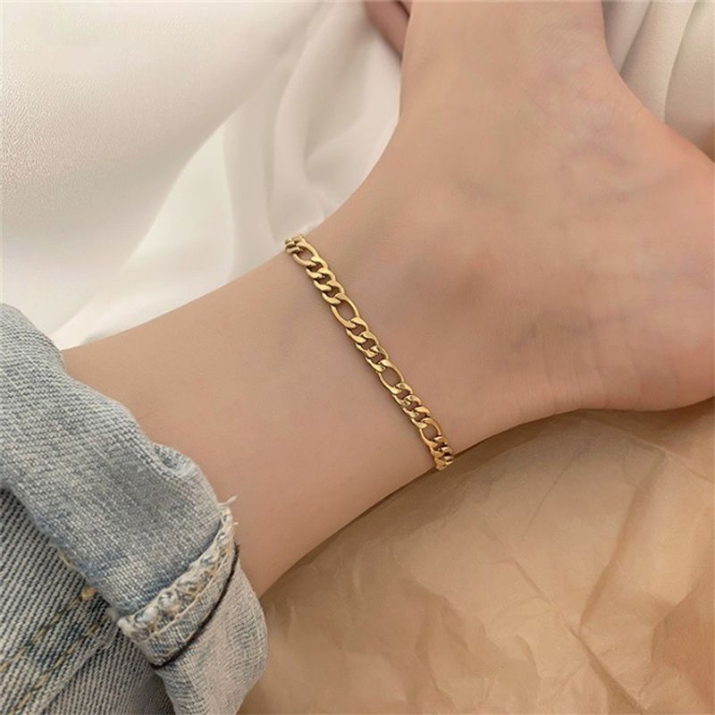 Accessori Cavigliera semplice in metallo, versatile, stile punk, alla moda, per donna, gioiello per i piedi_voghion.com