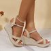Women's shoes cross-strap hemp rope comfortable summer new wedge sandals open toe_voghion.com