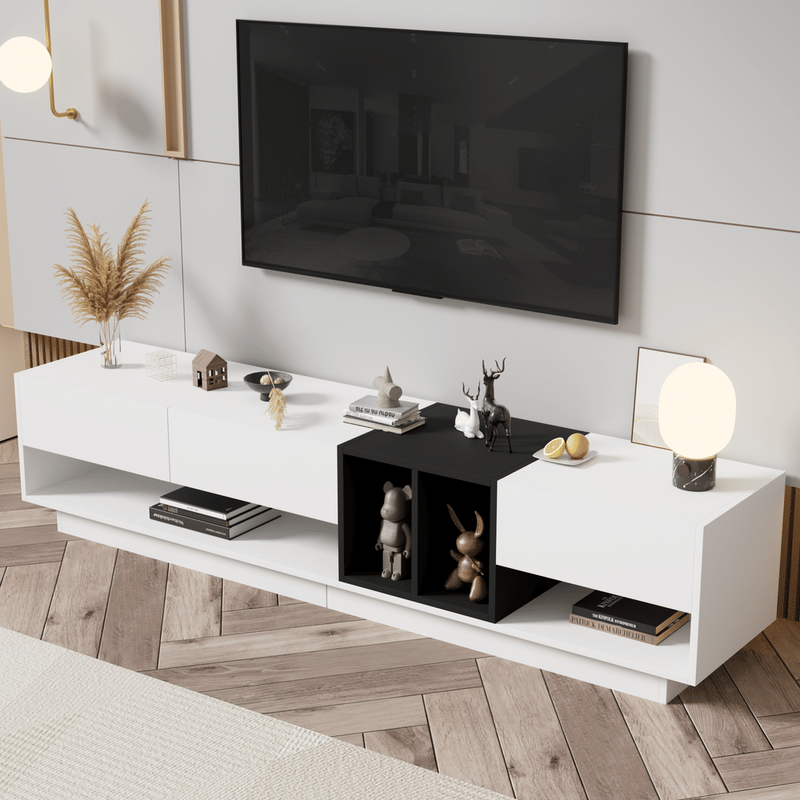 ON-TREND Sleek And Stylish TV Stand With Perfect Storage Solution, Two-tone Media Console For TVs Up To 80'', Functional TV Cabinet With Versatile C_voghion.com