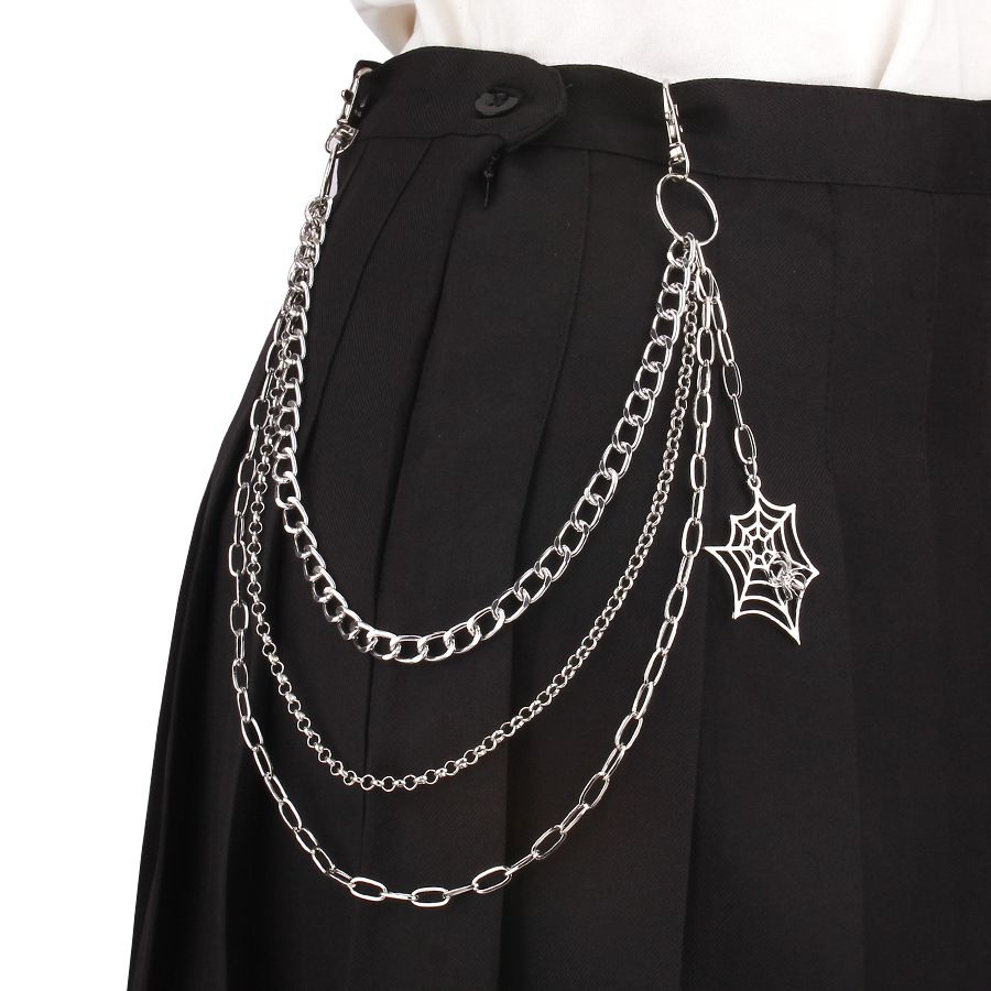 Personalized Sweet Cool Hip Hop Punk Spider Web Pant Gothic Multi Layered Metal Body Chain_voghion.com