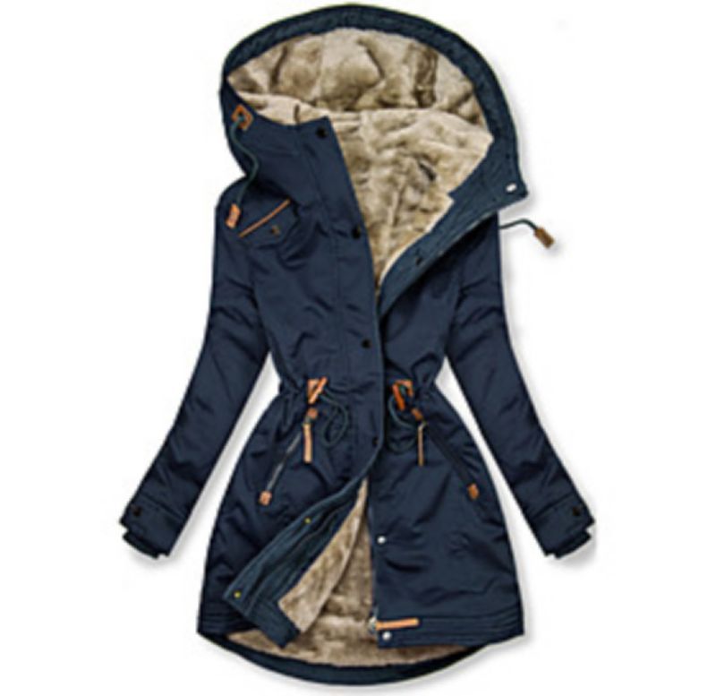 Women's clothing warm fur collar women's zipper long-sleeved slim cotton hooded coat_voghion.com