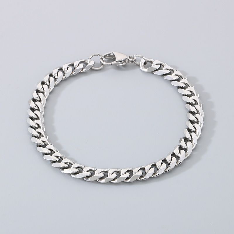 Mode einfache schlichte Titan Stahl Twist Figaro Armband kubanischen Herren Kette Schmuck_voghion.com