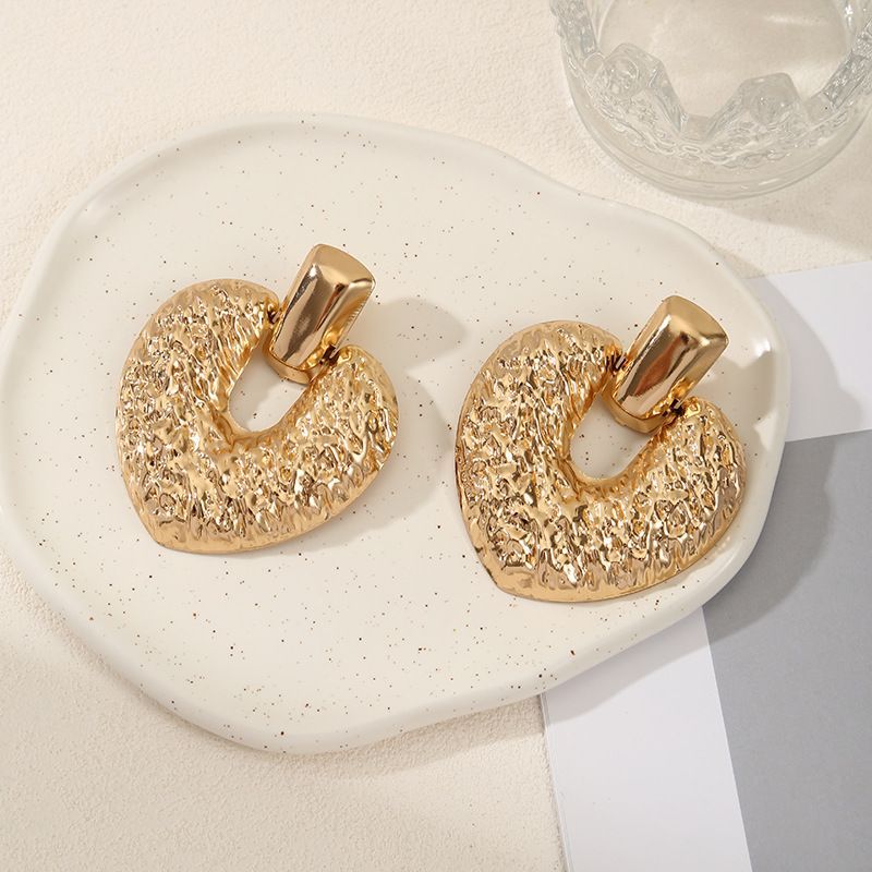 Fashionable Geometric Simple And Exaggerated Irregular Metal Earrings, Trendy Korean Round Earrings_voghion.com