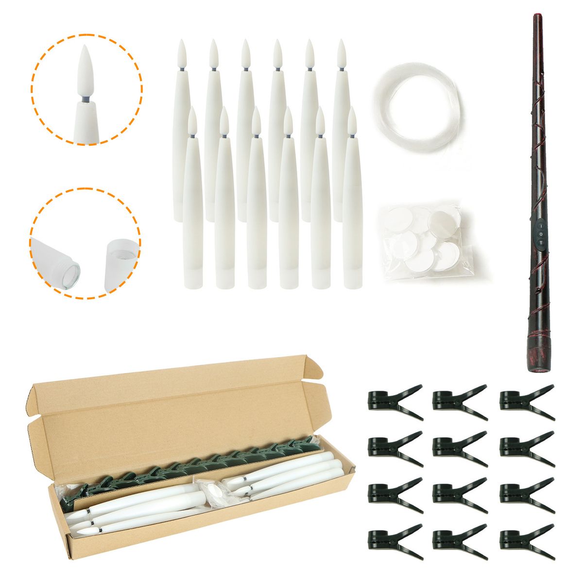 Bougies flottantes à LED avec télécommande - Lot de 12 bougies sans flamme à piles pour mariage, fête et décoration intérieure (blanc chaud, 14 cm de hauteur)_voghion.com