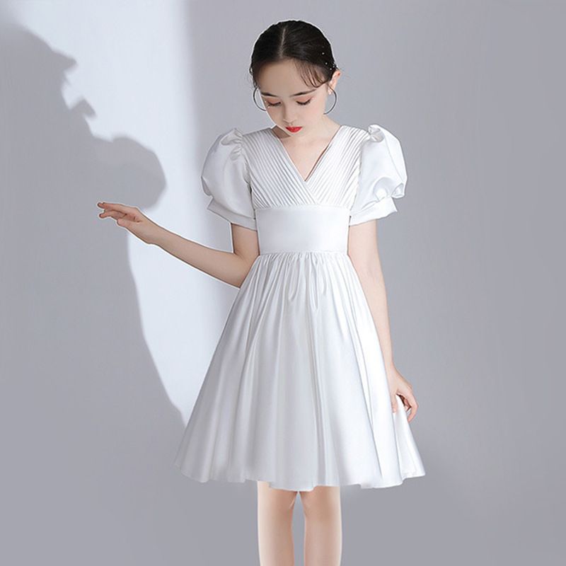 Vêtements pour enfants Robes de soirée pour filles Hiver Nouveaux vêtements de performance de concours de piano en satin pour collégiennes_voghion.com