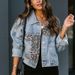 giacca in denim giacca a maniche lunghe da donna giacca con cuciture leopardate da donna_voghion.com