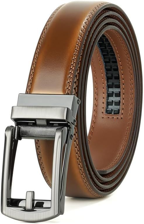 Men's Ratchet Men Leather Belt 33 Mm Wide With Adjustable Automatic Buckle For Suit Business Casual_voghion.com