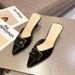 Fashion Closed-Toe Half Slippers Women, 2023 Spring New Fairy Style Pointed Toe Stiletto High Heel Fitting Room Sandals_voghion.com
