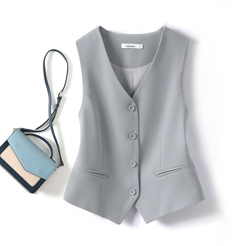 Women's Clothing Suit vest women's small vest 2023 spring and autumn new slim fit outer wear layered women's waistcoat black short vest_voghion.com
