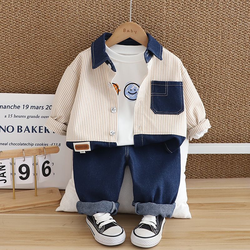 2024 Spring New Sports Jacket Long Sleeve Three Piece for Boys' Baby Casual Pants Set Trendy_voghion.com