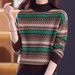 Herbst Winter Gestreifter Strickpullover Halbrollkragen Retro Jacquard Pullover Lässig Schicke Oberteile Modetrends_voghion.com