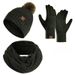 Winter Wool AB Yarn Knitted Plush Hairball Double-layer Hat Scarf Gloves Three-piece Set_voghion.com