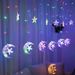 Moon & Stars LED Curtain Lights, Warm White & Multicolor, USB/Battery/Solar Powered, For Bedroom/Christmas/Wedding/Party Decor_voghion.com