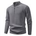 Herren-Pullover mit Stehkragen und halbem Reißverschluss, einfarbig, für Herbst und Winter, lässiger Pullover, Basis-Pullover_voghion.com