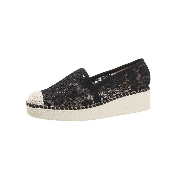 Summer Mesh Classic Style Mid Heel Bean Bag Platform Shoes_voghion.com