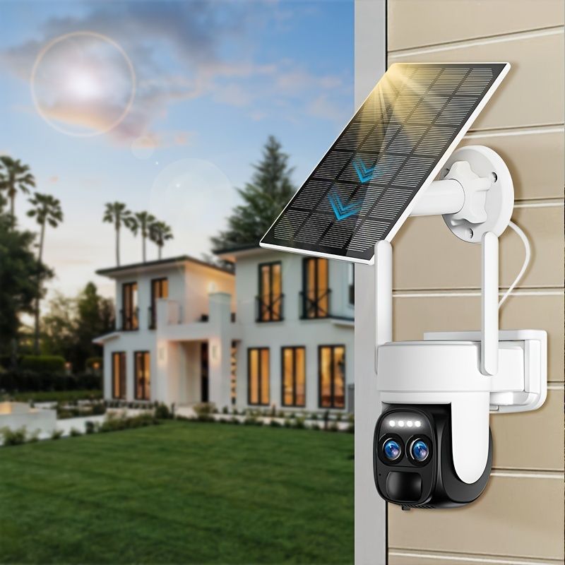 4 camere WiFi 2K FHD cu zoom 10x, 360 de grade, consum redus de energie, alarmă cu spotlight, detectare mișcare, vedere nocturnă color_voghion.com