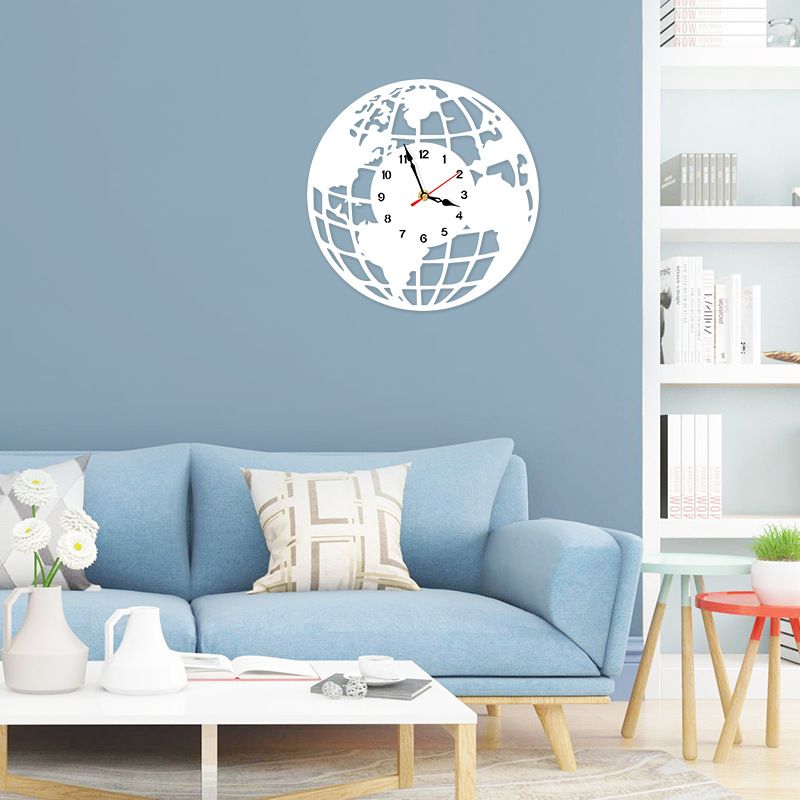 Acrylic Clock World Map Bedroom Living Room TV Background Creative Decorative Wall Watch_voghion.com