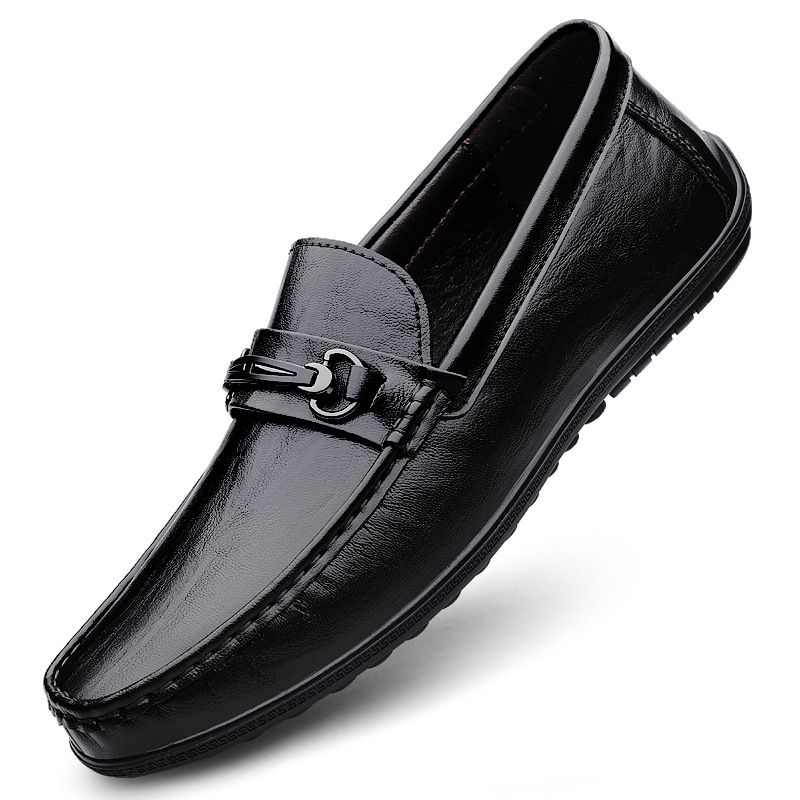 Summer British Style Men's Business Leather Trendy Slip-On Driving Shoes 2025 Korean Version Casual Loafers_voghion.com