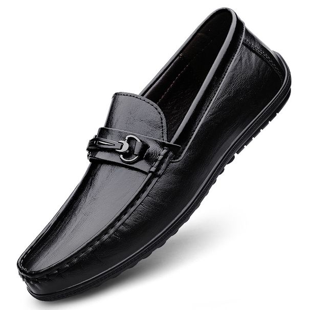 Summer British Style Men's Business Leather Trendy Slip-On Driving Shoes 2025 Korean Version Casual Loafers_voghion.com