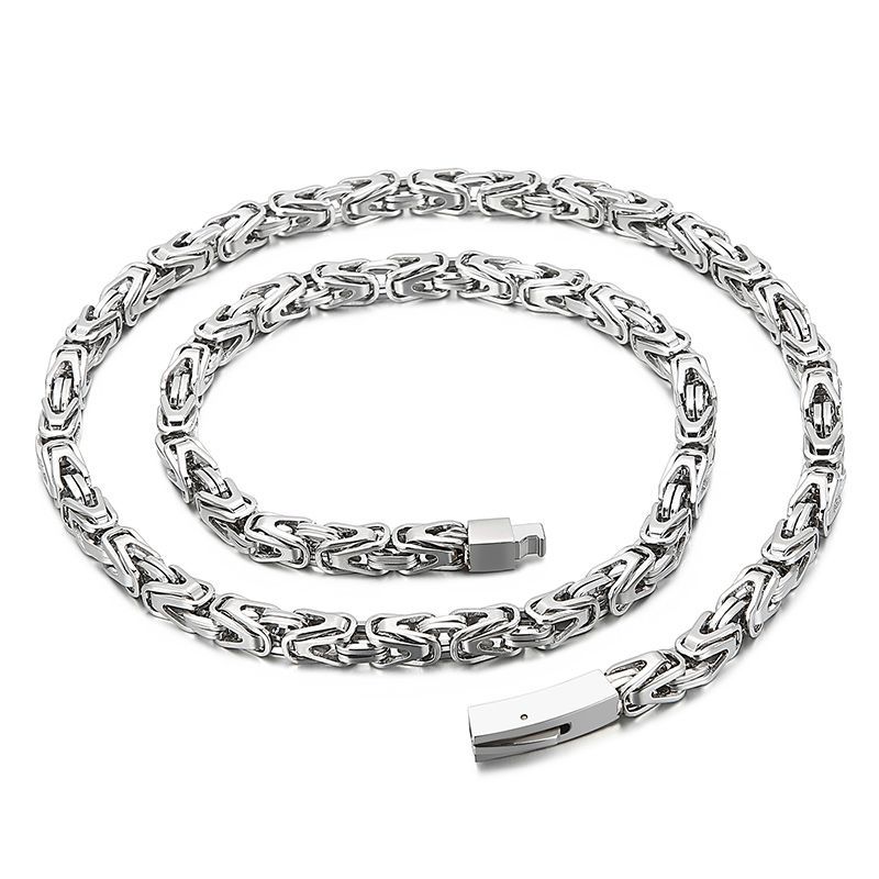 Vintage vierfarbige 6-mm-Schlosskette für Herren, Edelstahl, poliert, Halskette mit Charm-Schmuck_voghion.com