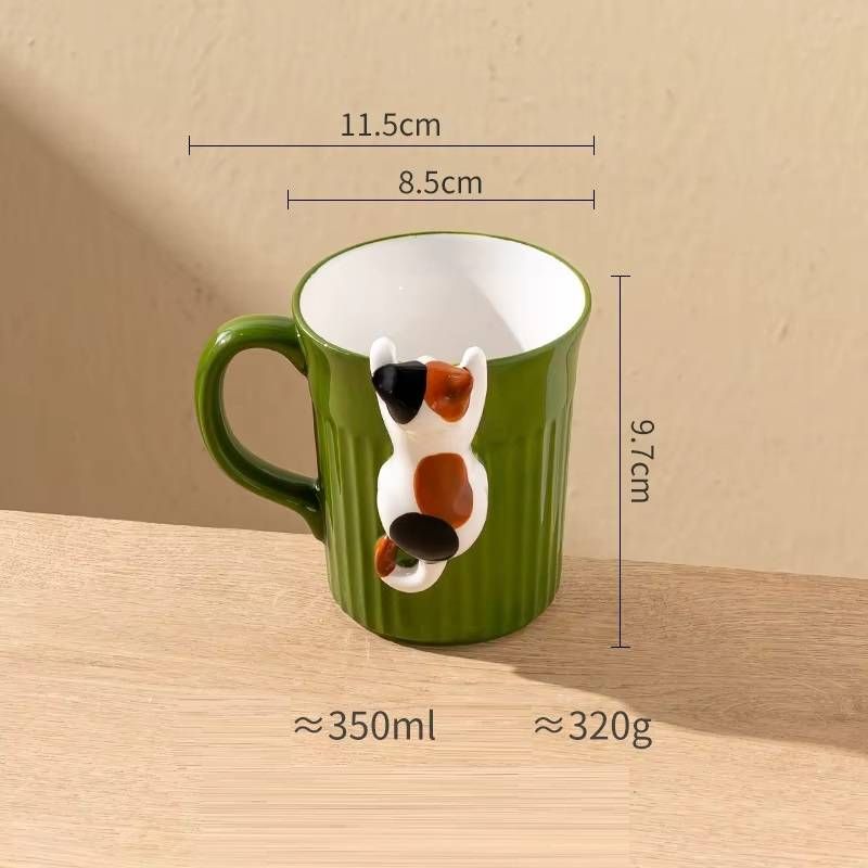 Keramiktasse mit guckender Katze, hochwertige Textur, süße dreidimensionale Katzentasse, Kaffeetasse_voghion.com