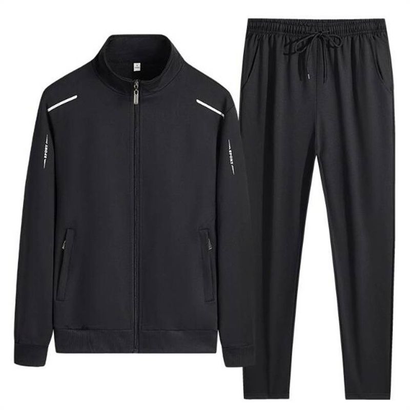 Spring Autumn Fashion Tracksuits Men's Stand Collar Zipper Sweatshirts + Lace-Up Sweatpants 2 Piece Casual Sport Sets L-6XL_voghion.com
