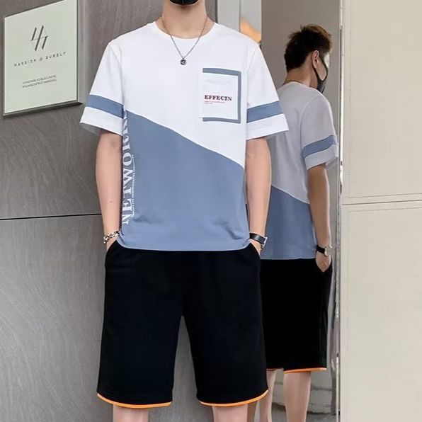 Herrenbekleidung Sommersportanzug Herren Lässiger dünner Kurzarm-Shorts-Zweiteiler Anzug Schnelltrocknende Laufsportbekleidung für Herren_voghion.com