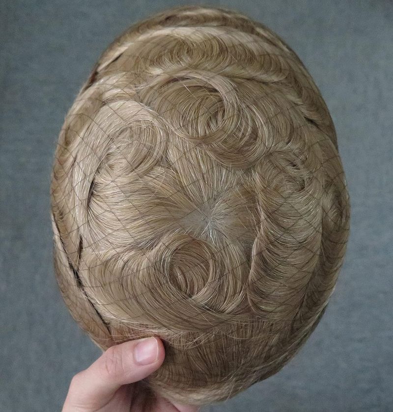 Swiss Lace Toupee For Men 100% Human Hair Pieces 90% Density Hair Replacement System Natural Hairline Real Men Wigs Light Blonde Color #22R_voghion.com