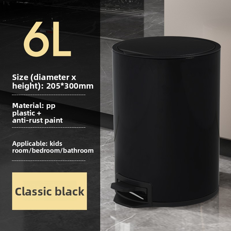 Goldstar 8L Stainless Steel Step Trash Can - Round Foot Pedal Bin With Silent Closing Lid For Kitchen, Bathroom & Home Office_voghion.com
