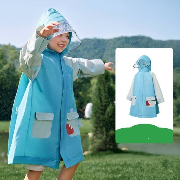 Impermeabile per bambini con spazio per zaino - Poncho impermeabile con cappuccio per bambini e bambine, leggero e traspirante per la scuola e i giochi all'aperto_voghion.com