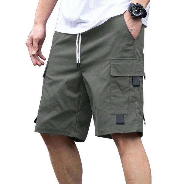 Ongeëvenaarde kwaliteit Ongeëvenaarde kwaliteit 2025 Werkkleding Shorts Losse rechte pijpen Heren Zomer Multi Pocket Trekkoord Knappe vijfkwartbroek_voghion.com