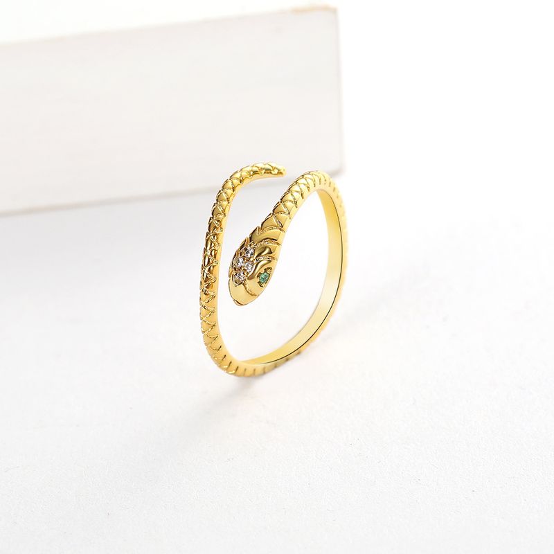 Jewelry Personality Shaped Open With Micro Inlay Of Colored Zircon Snake Bone Chain, Stacked Joint Ring For Women_voghion.com
