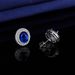 Orecchini a bottone da donna in stile retrò francese, nuovi orecchini ovali in zircone blu zaffiro, orecchini con temperamento Hepburn in stile Hong Kong_voghion.com